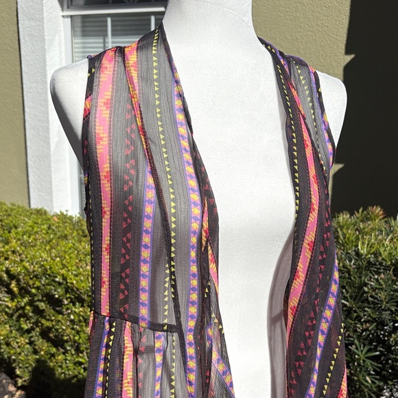 Jessica Simpson Sheer Colorful Striped Sleeveless Vest - Picture 3 of 7